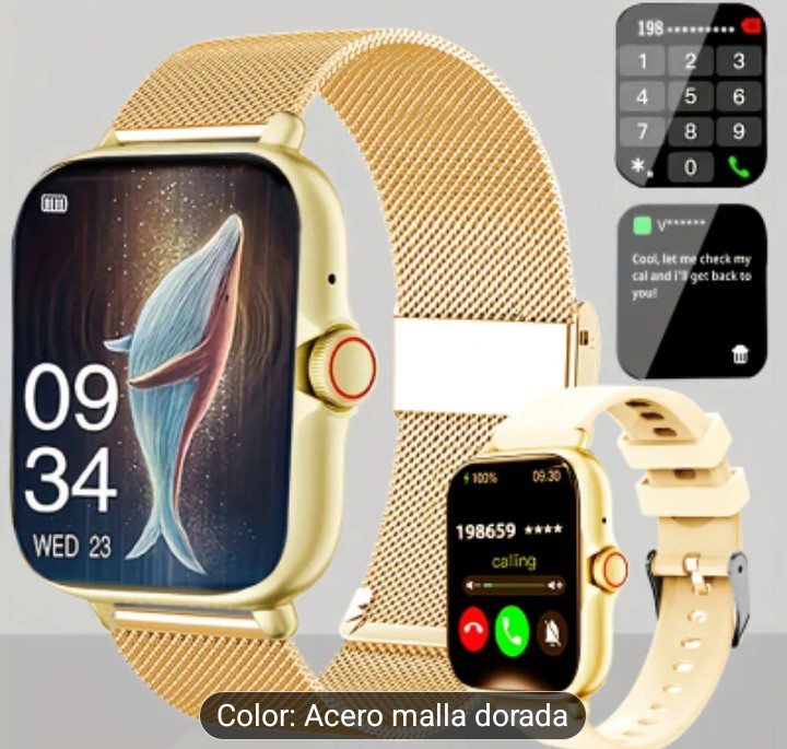 Reloj inteligente color dorado
